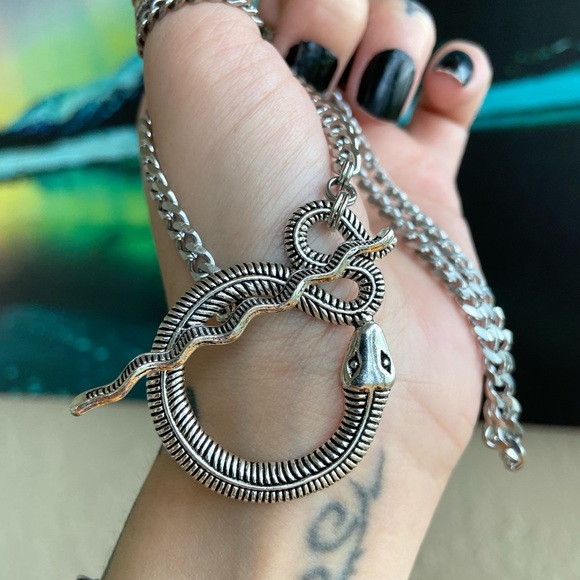 Snake choker necklace . toggle clasp stainless steel cuban chain choker necklace - Picture 13 of 14